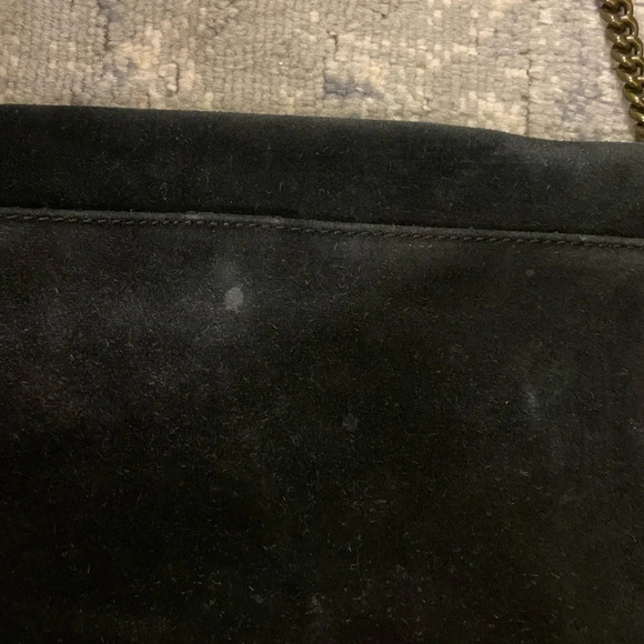 JCrew factory 100% leather black suede envelope clutch with gold chain - Picture 7 of 9